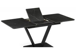 Стол на тумбе Бугун 120(160)х80х77 черный мрамор / черный