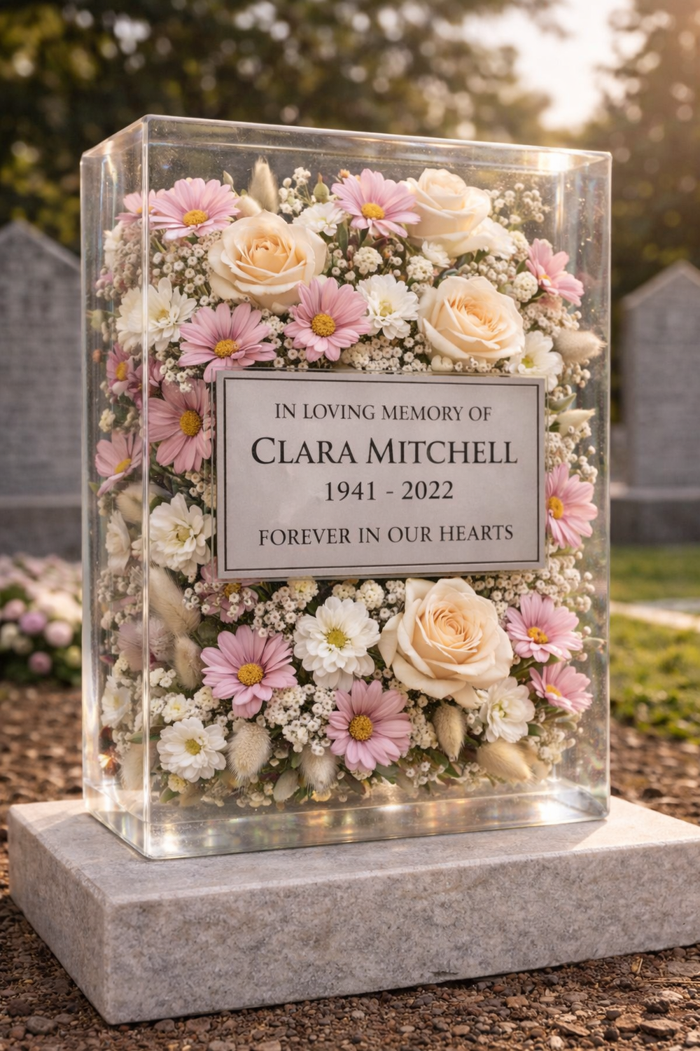 Памятники из эпоксидной смолы и цветов