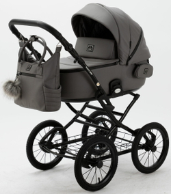 Детская коляска Adamex Porto Retro Deluxe 2 в 1 PO-SA04 (Т.СЕР.КОЖА)