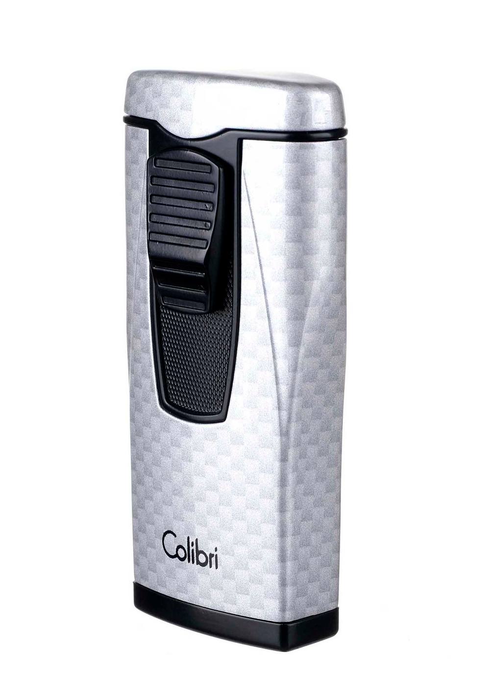 Зажигалка сигарная Colibri Monaco (тройное пламя), серебристый карбон