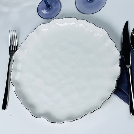 Lenardi 305-292 Набор из 6 тарелок 21,5см ВАНЕССА СЕРЕБРО в под.уп.(х8)Фарфор