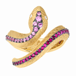 Кольцо Змея с Розовыми Сапфирами и Рубинами, R0188-0/6