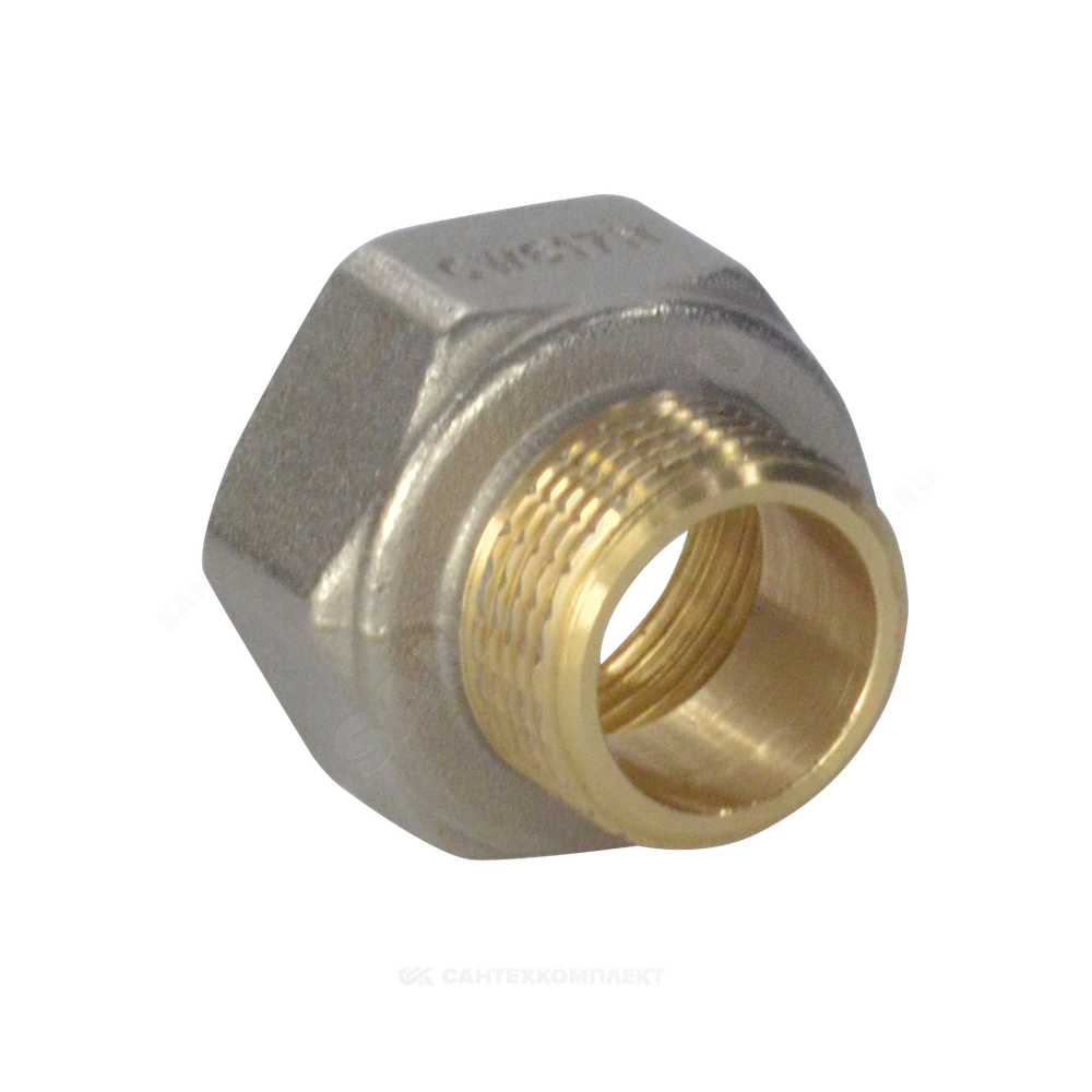 Переход латунь никель реборда Ду 15х10 (1/2"х3/8") ВР/НР 9021 ГОСТ 32585-2013 Aquasfera 9021-10