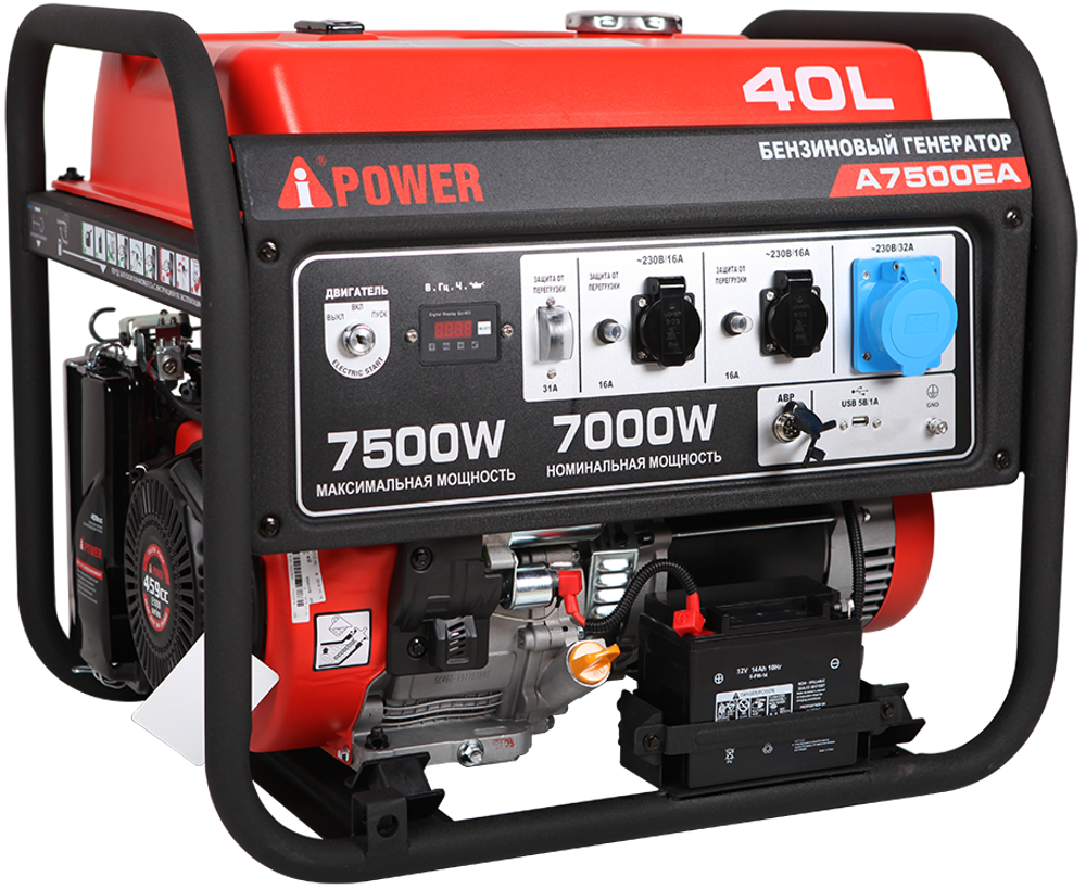 Портативный бензиновый генератор (7.5 кВт) A-iPower A7500EA