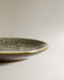 ZARA HOME ФАЯНСОВАЯ ТАРЕЛКА ДЛЯ ХЛЕБА С УЗОРОМ В ВИДЕ СПИРАЛИ, ЗЕЛЕНЫЙ