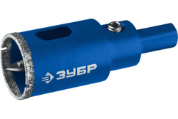 Алмазная коронка с центрирующим сверлом по керамике и стеклу ЗУБР Профессионал Р60, трехгранный хвостовик, 32 мм, для дрели 29850-32