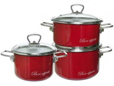 Набор кастрюль "Bon appetit" №13 вишневый