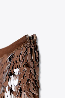 ZARA МИНИ-ЮБКА С ПАЙЕТКАМИ, КОРИЧНЕВЫЙ