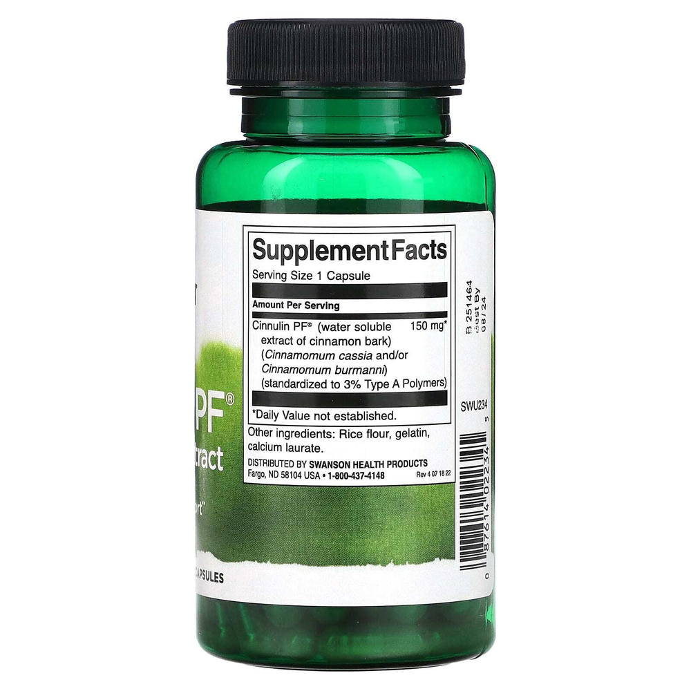 Swanson, Cinnulin PF, экстракт корицы, 150 мг, 120 капсул