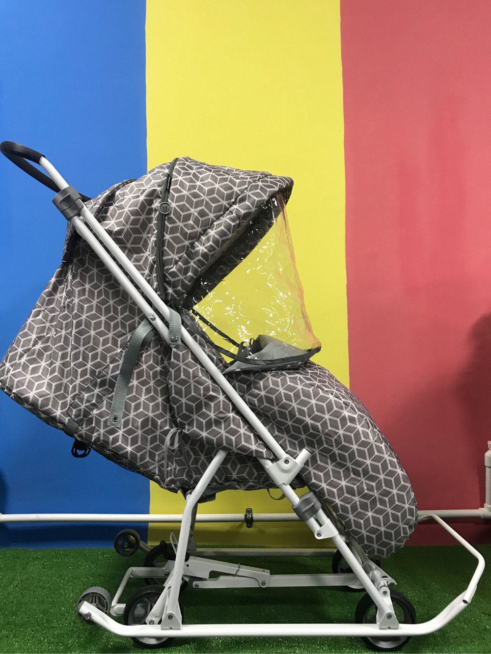 Коляска комбинированная с трансформируемым кузовом (арт.У3-1К/4) с ромбиками серый