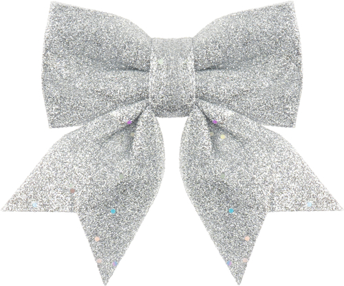 Декоративный бант Праздничный, Серебро, с блестками, 12*15 см, 2 шт. в упак.
