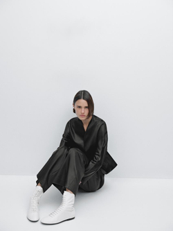 Massimo Dutti Брюки прямого кроя с яркими деталями - Studio, черный