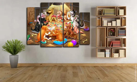 Модульная картина "Собачий покер"