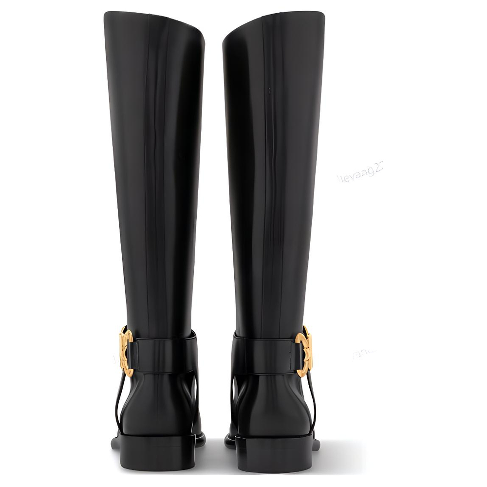 LOUIS VUITTON Westside Cow Leather Knee high Boots Women"s Black