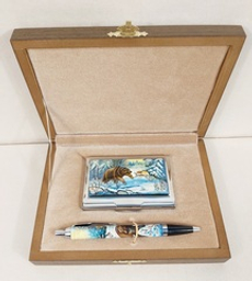 Набор подарочный "Схватка" (визитница персональная, ручка Паркер)