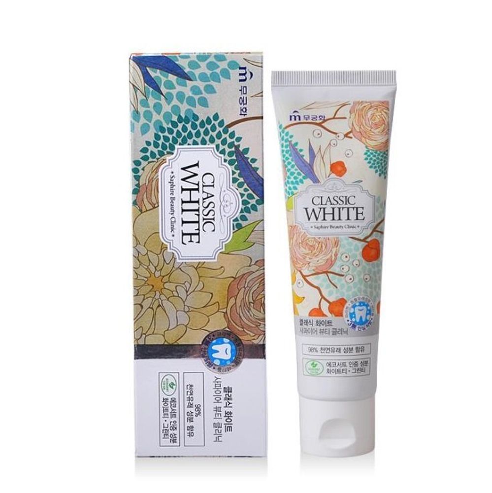 Mukunghwa Saphire Beauty Clinic Classic White отбеливающая зубная паста с ароматом мяты и зеленого чая
