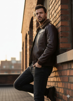 KHIMEONE Мужская кожаная куртка на меху (натуральная кожа/натуральный мех)