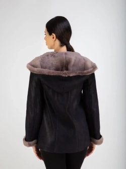 Дубленка натуральная короткая с капюшоном Турция