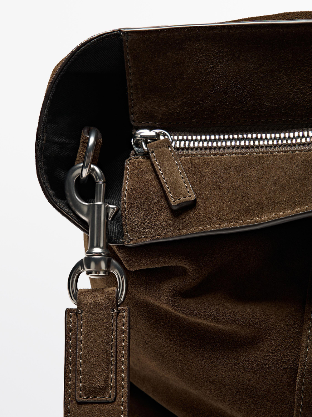 Massimo Dutti Сумка-тоут из замши, коричневый