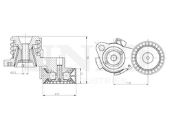 Ролик с натяжителем приводного ремня UNIO TNS-10300