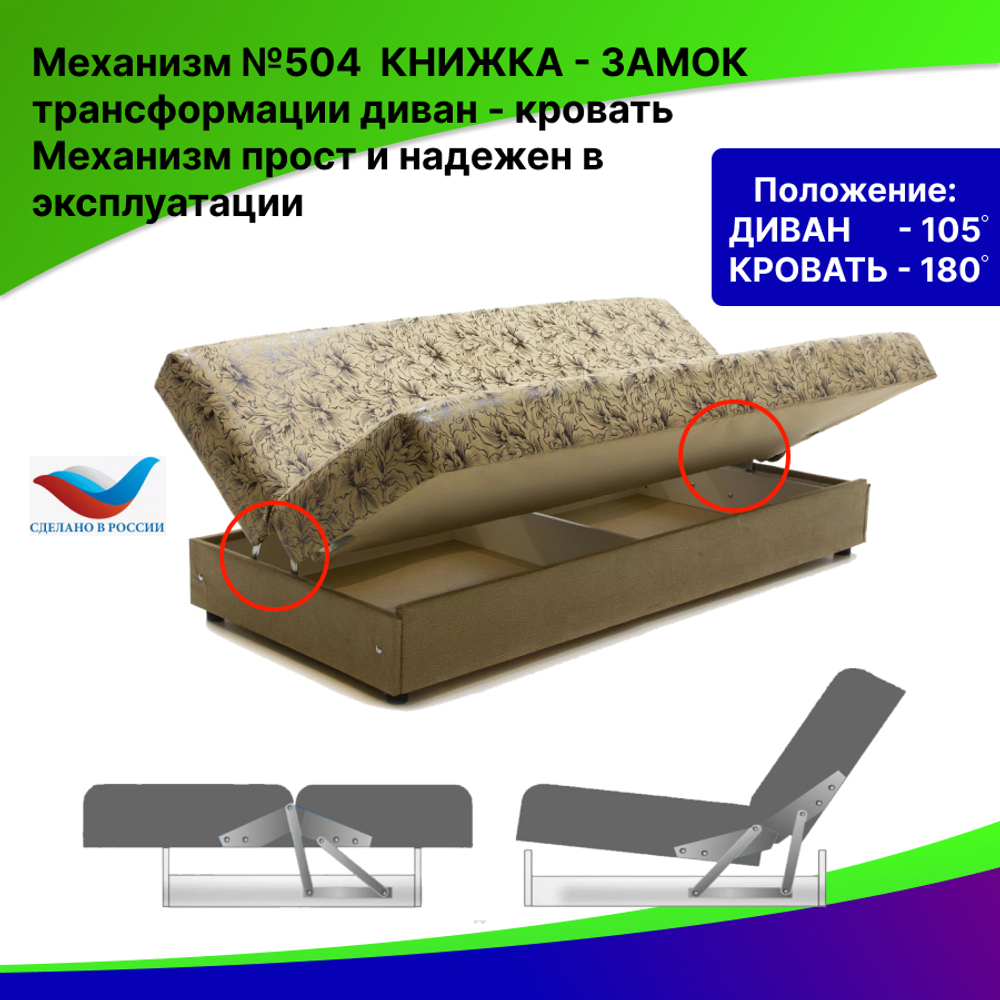 Механизм трансформации дивана КНИЖКА без угла № 504
