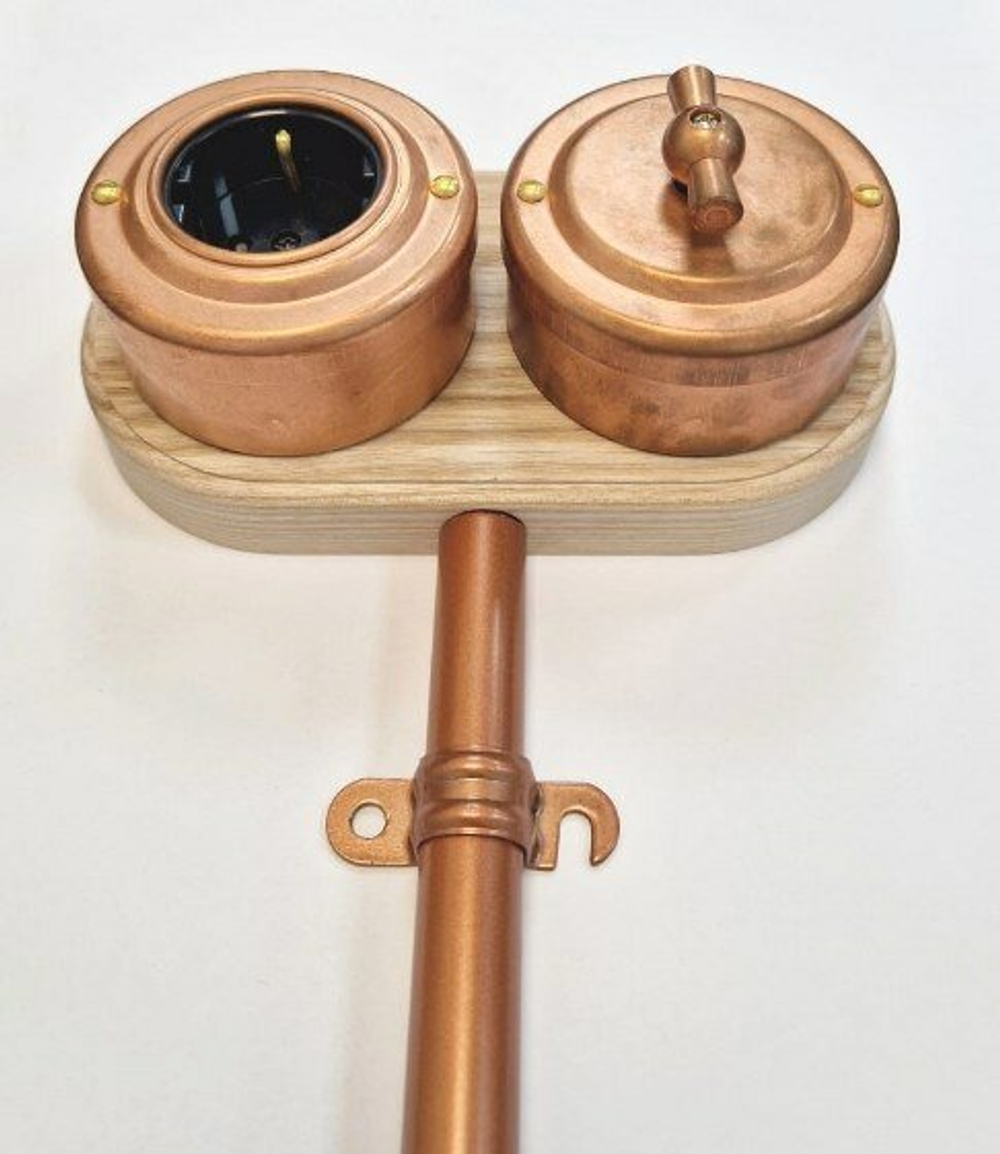 Рамка плоская под трубу, 3 поста, Vintage-brass, ясень, VB-L3