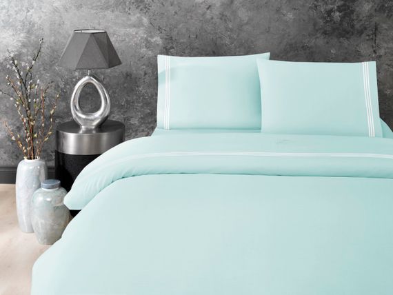 Постельное белье STRIPES бирюзовый сатин делюкс TIVOLYO HOME Турция