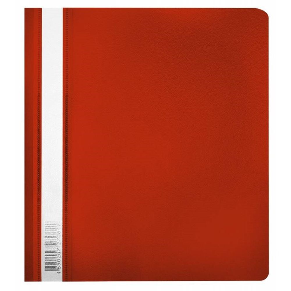 Скоросшиватель с прозрачным верхом, А5, пластик 180мкм, Бюрократ Люкс, красный