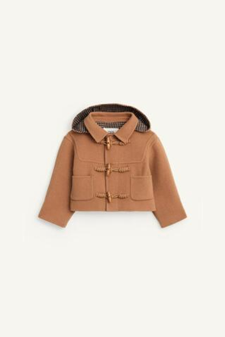 ZARA ПАЛЬТО С КАПЮШОНОМ, РЫЖЕВАТО-КОРИЧНЕВЫЙ