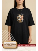 Термонаклейка на одежду, термопринт Цветы золото