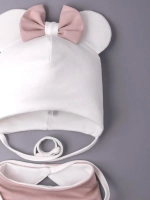 Шапка для девочек с ушками и снуд на осень