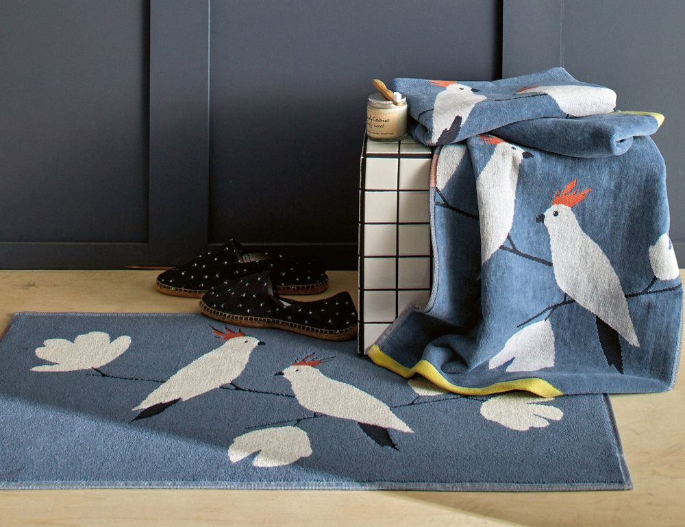 Коврик для ванной 50х90 Blanc des Vosges Perruches Denim синий