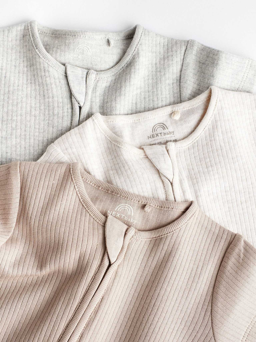 Боди с коротким рукавом для малышей Next Q53-627, 3 шт., Бежевый, Молочный