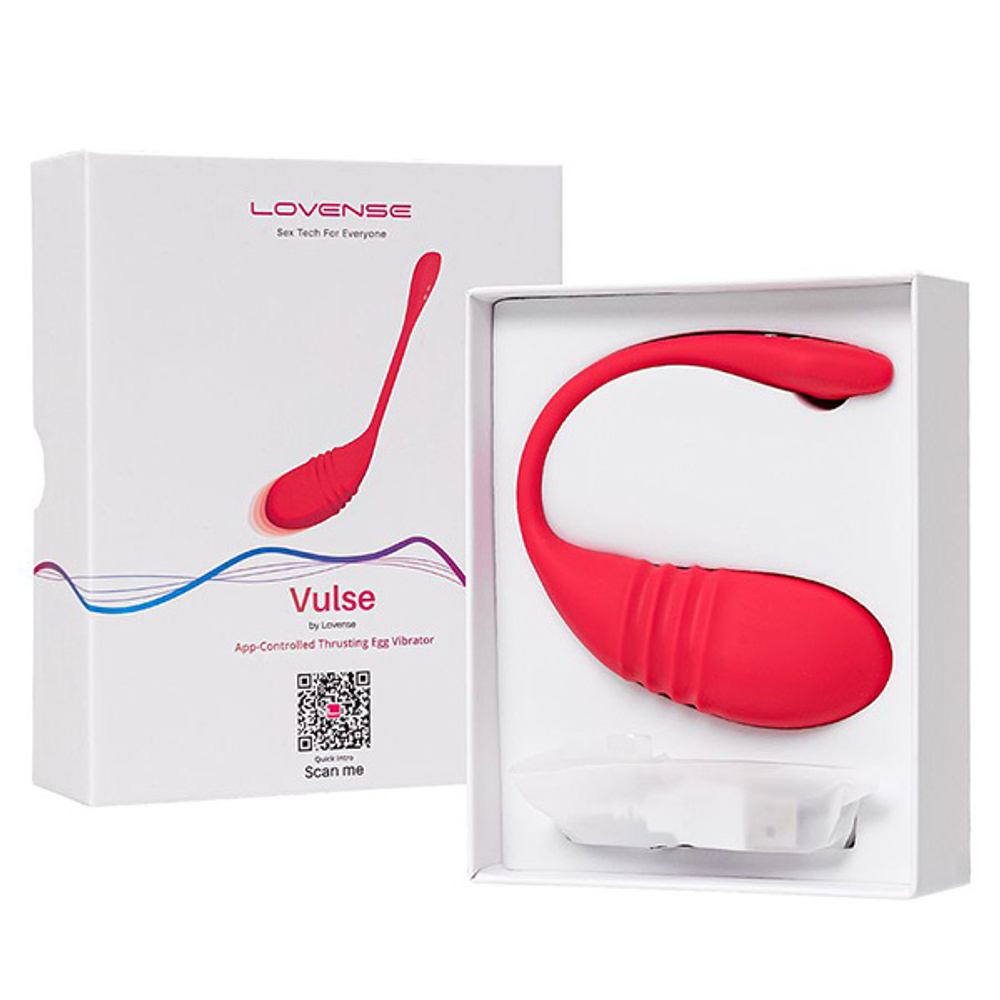 Красное силиконовое фрикционное виброяйцо 20,3см с управлением через приложение Lovense Vulse Smart Pulsing Egg Vibrator Red LE-35