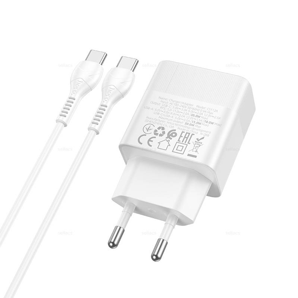 Зарядное устройство на Type-C Hoco PD30W+QC3.0 CS112A (white)
