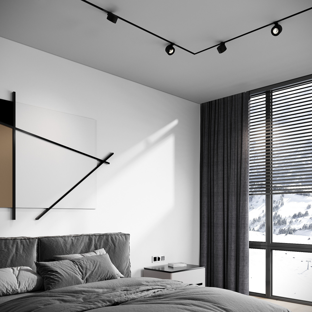 Slim Magnetic Трековый поворотный светильник 10W 4000K Stens чёрный 85198/01