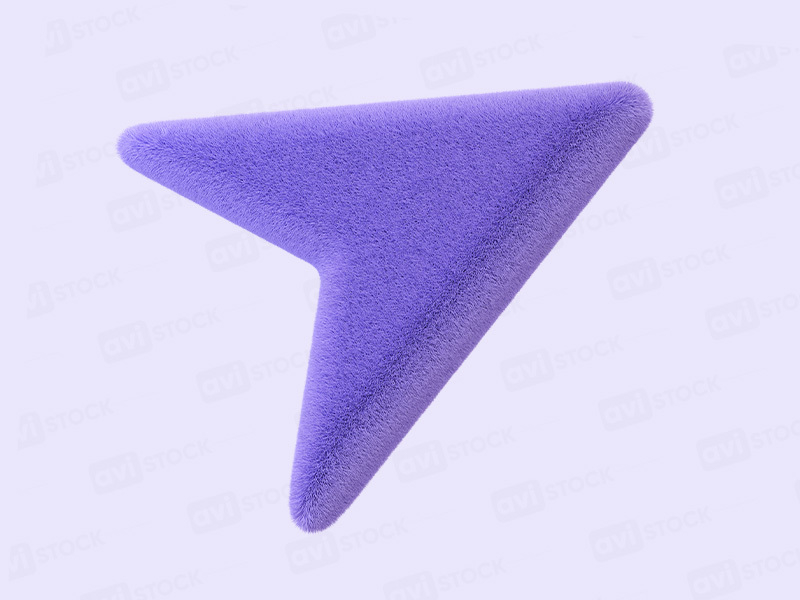 3D иконка PNG: Плюшевый фиолетовый курсор-указатель