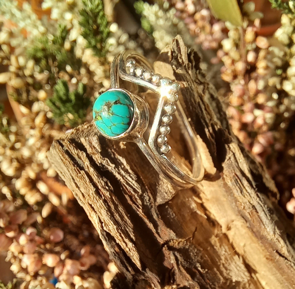 Кольцо КОРОНА АЖУР-5, серебро/бирюза