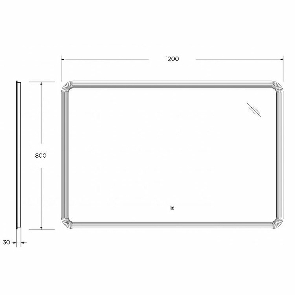 Зеркало Cezares Duet 120 CZR-SPC-DUET-1200-800-LED-TCH с подсветкой с лазерной гравировкой и сенсорным выключателем