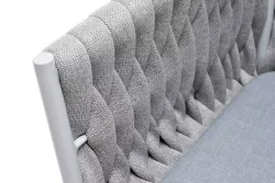 "Монако" стул плетеный из роупа, каркас алюминий светло-серый (RAL7035) муар, роуп светло-серый 40 мм, ткань светло-серая