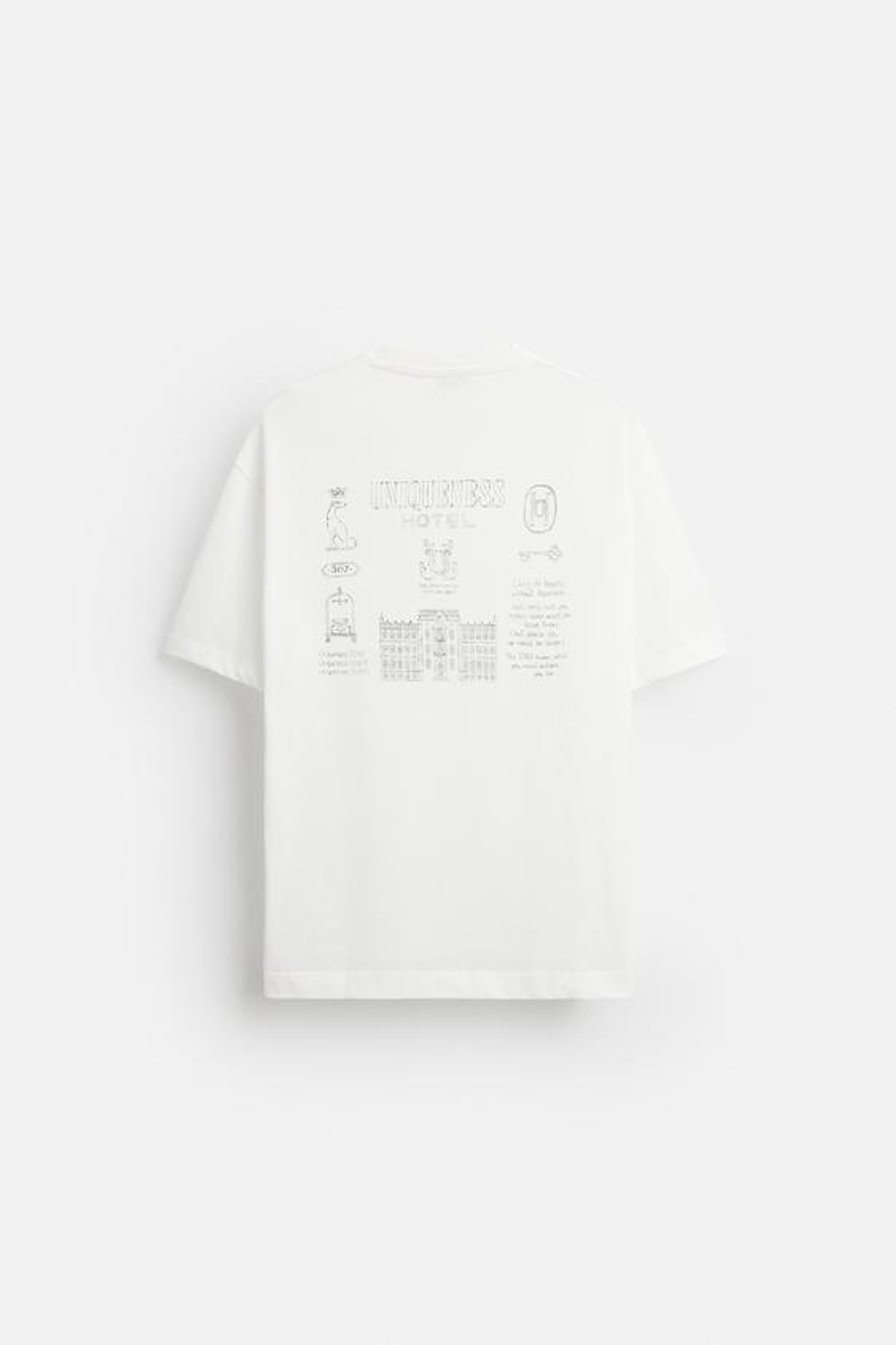 ZARA ФУТБОЛКА С ПРИНТОМ «СЕРДЕЧКИ», ЖЕЛТОВАТО-БЕЛЫЙ