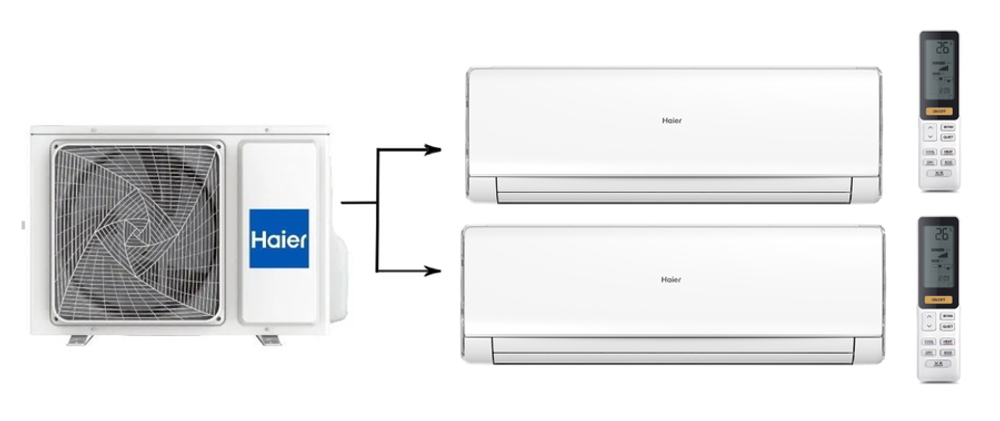 Мульти-сплит-система на 2 комнаты Haier 2U40S2SM1FA/AS09NS6ERA-W*2шт