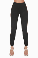 Брюки Isla с кармашками и леопардовыми лампасами (Размер: S) (Цвет: черный)