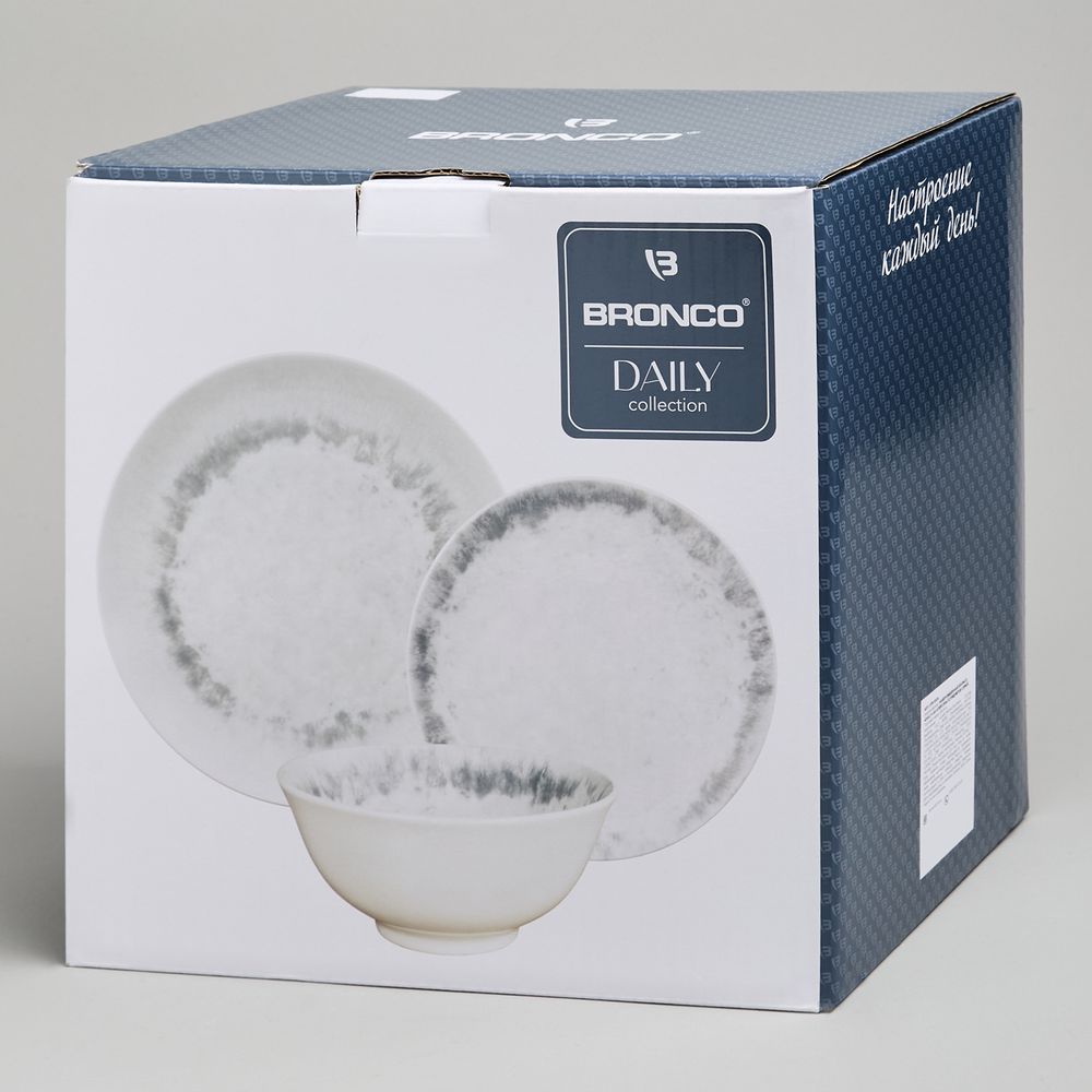 НАБОР ОБЕДЕННЫЙ BRONCO "DAILY" НА 4 ПЕРСОНЫ 12 ПРЕДМЕТОВ СЕРЫЙ