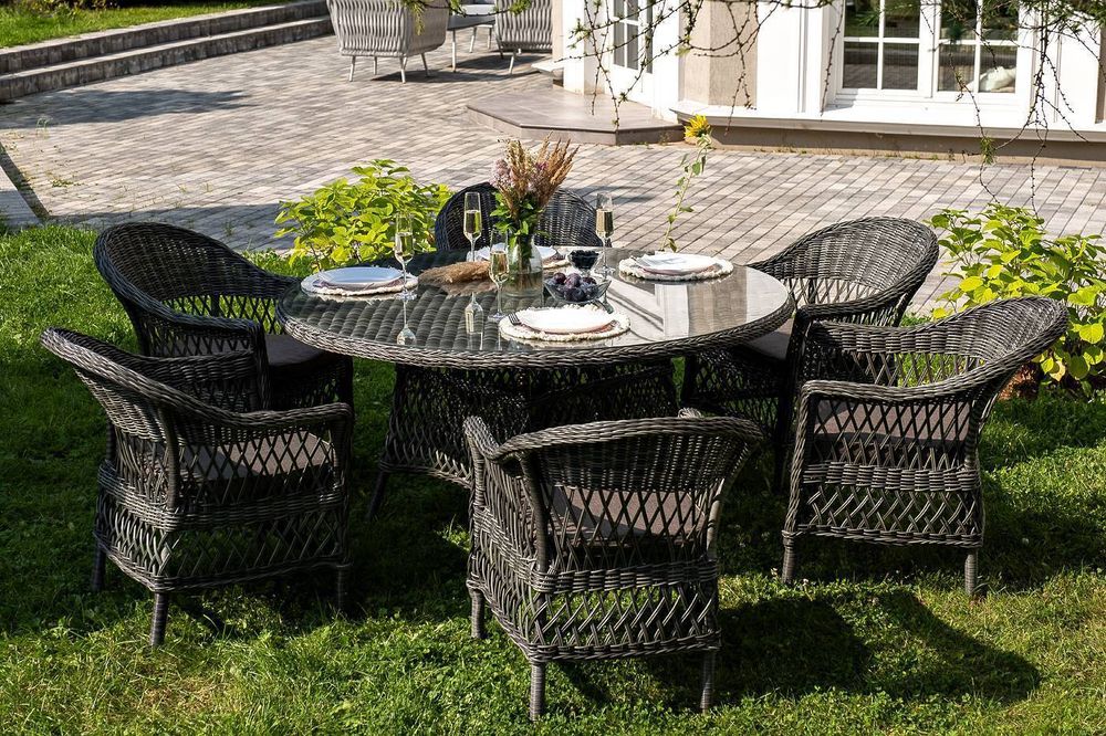 "Эспрессо–150 S" обеденная группа плетеная, цвет графит