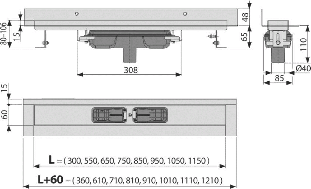 Душевой лоток AlcaPlast APZ1116-300 Wall Low