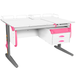 Растущая парта Дэми СУТ 25 с задними полками СУТ.15.210 и навесной тумбой (1200×880 мм)