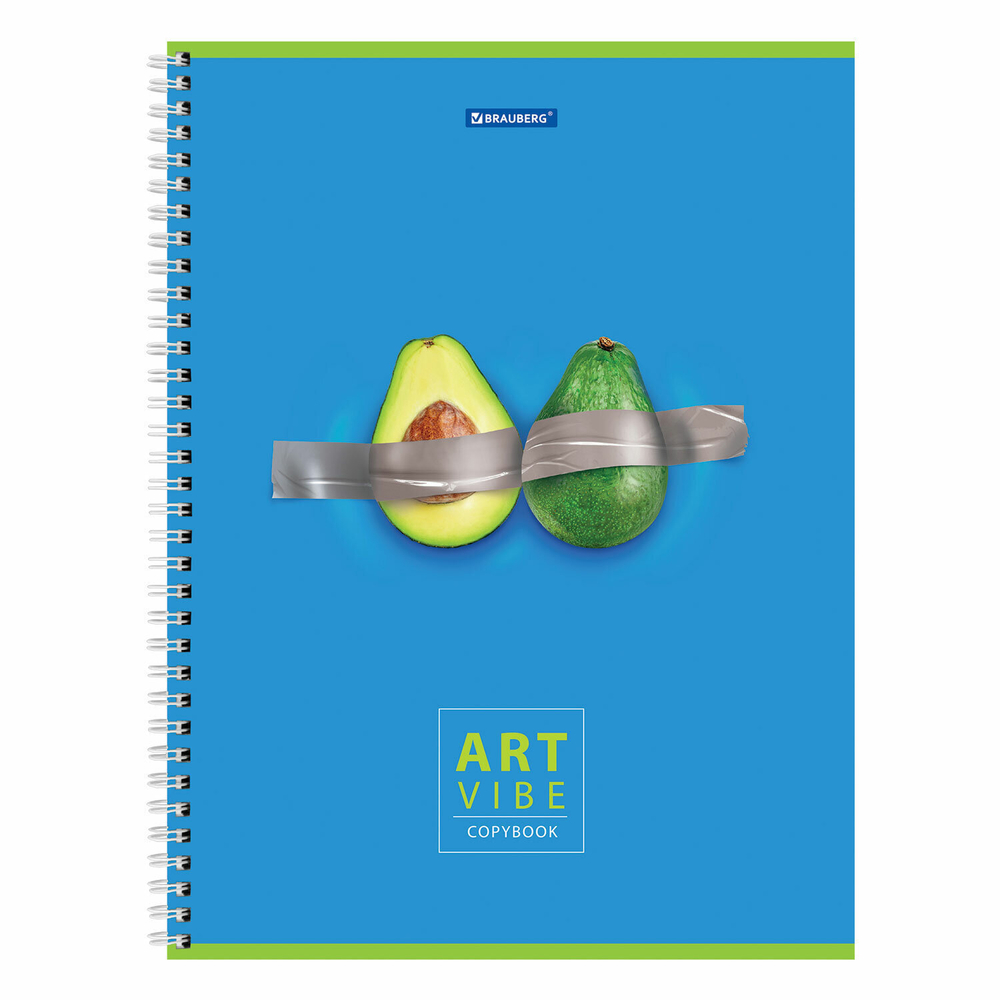 Тетрадь А4 96 л. BRAUBERG гребень клетка глянцевый лак "Avocado" (5 штук в упаковке)