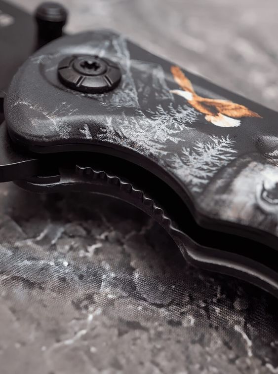 Складной нож тактический BOKER Черный с рисунком