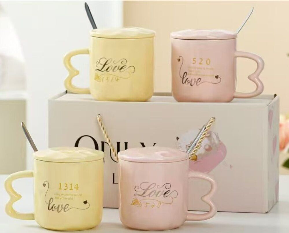 GAEM Набор из 2-х Кружек с крышкой и ложкой, 300 мл, L12 W9 H9 см, 2в.